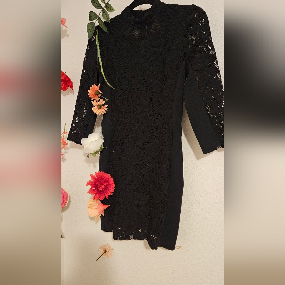 Navy blue mini lace dress